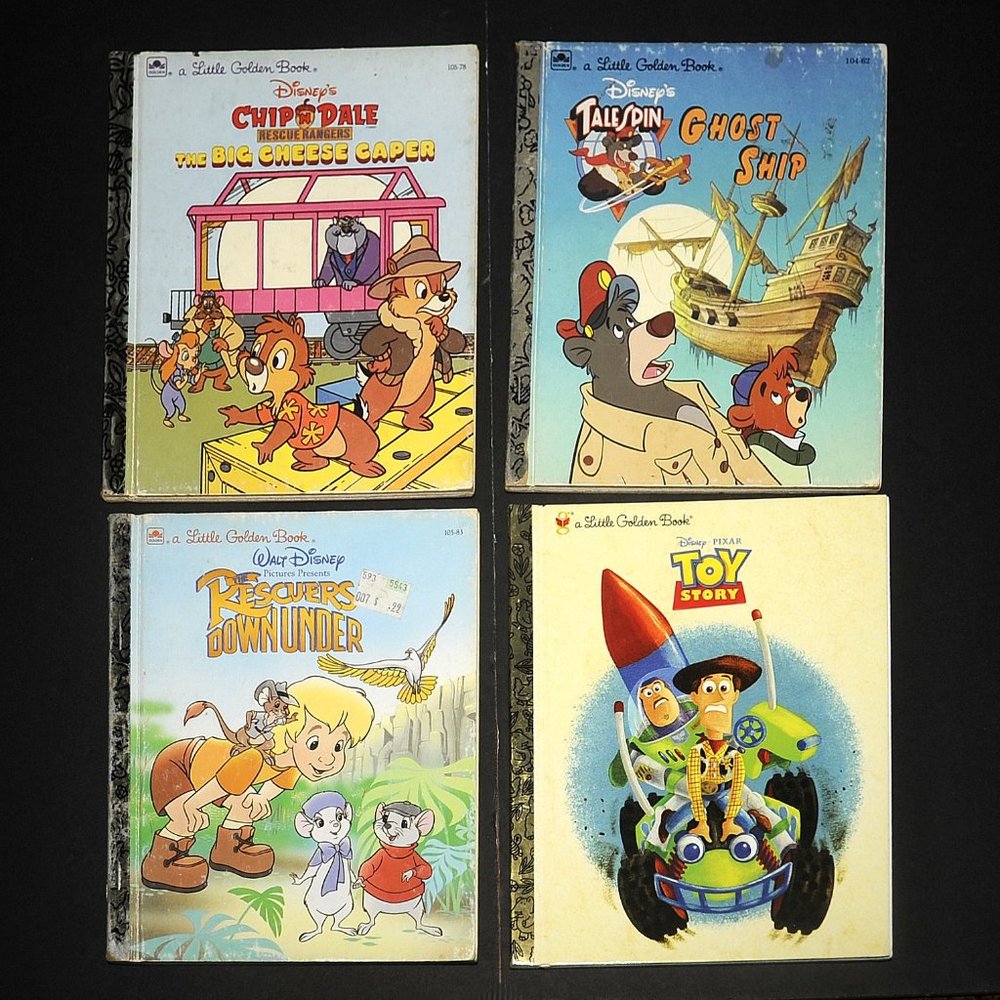 Vintage Little Golden Books Lot of 4 Disney Stories Chip N Dale Toy Story 1990's